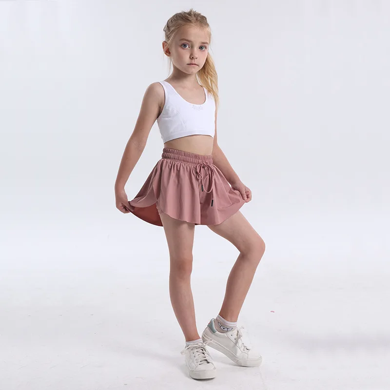 Girls Flowy Shorts Butterfly Shorts With Pocket 2-in-1 Athletic Biker Running 5-12 Years For Kids Active Workout Sports Tennis