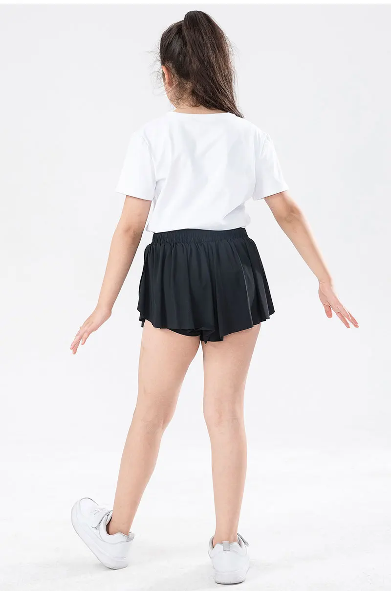 Girls Flowy Shorts Butterfly Shorts With Pocket 2-in-1 Athletic Biker Running 5-12 Years For Kids Active Workout Sports Tennis