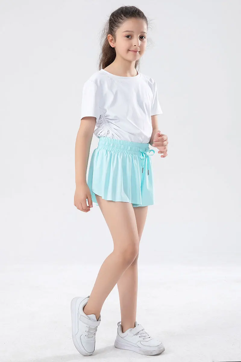 Girls Flowy Shorts Butterfly Shorts With Pocket 2-in-1 Athletic Biker Running 5-12 Years For Kids Active Workout Sports Tennis