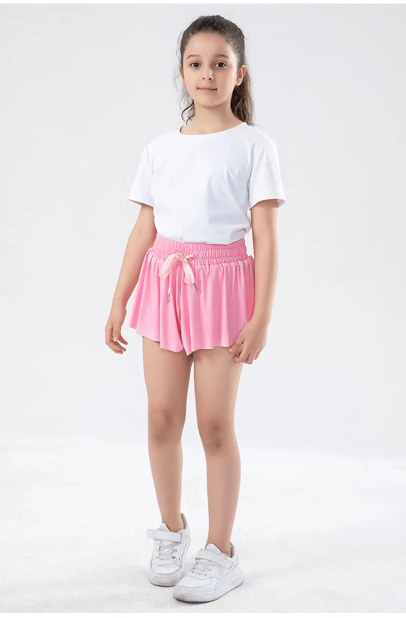 Girls Flowy Shorts Butterfly Shorts With Pocket 2-in-1 Athletic Biker Running 5-12 Years For Kids Active Workout Sports Tennis