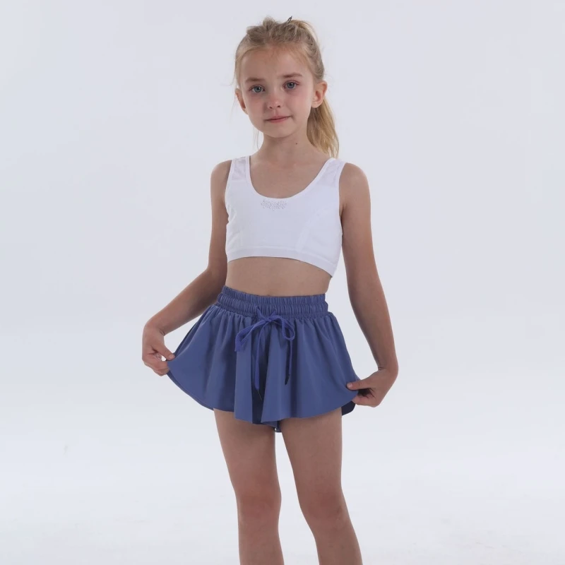 Girls Flowy Shorts Butterfly Shorts With Pocket 2-in-1 Athletic Biker Running 5-12 Years For Kids Active Workout Sports Tennis