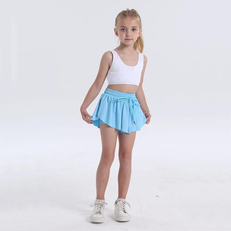 Girls Flowy Shorts Butterfly Shorts With Pocket 2-in-1 Athletic Biker Running 5-12 Years For Kids Active Workout Sports Tennis