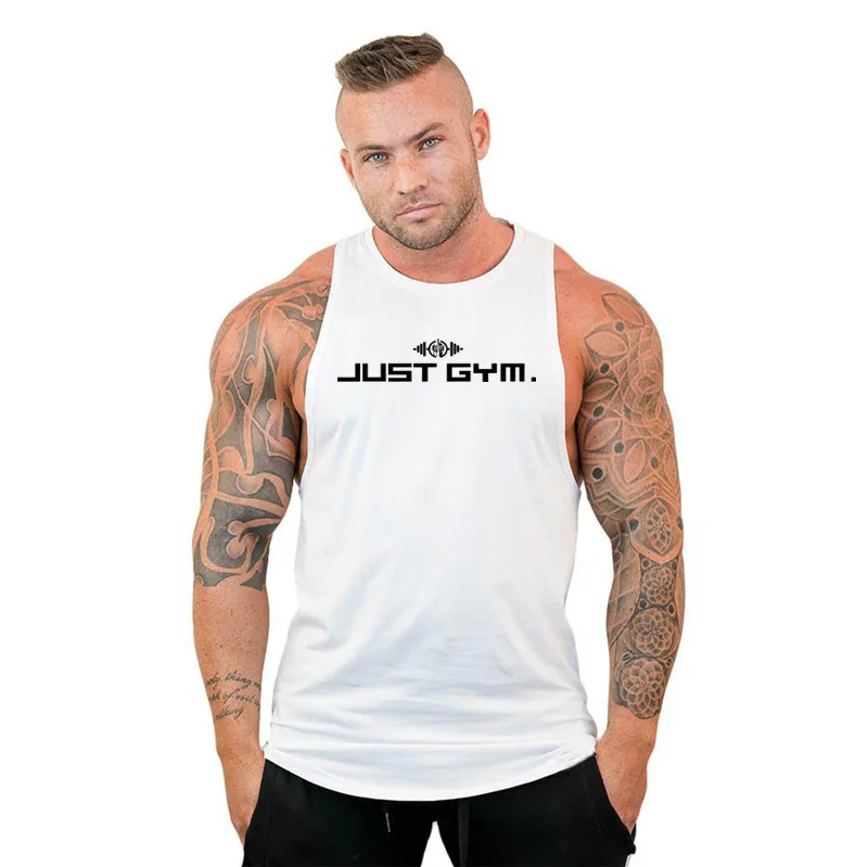 Summer Bodybuilding Tank Tops Workout Stringer Sleeveless Shirts Fitness Mens Gym Clothing Cotton Breathable Sport Muscle Vests