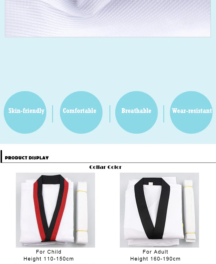 2022 TKD Costumes Clothing White Taekwondo Uniforms WTF Karate Judo Dobok Clothes Children Adult Unisex Long Sleeve Gi Uniform