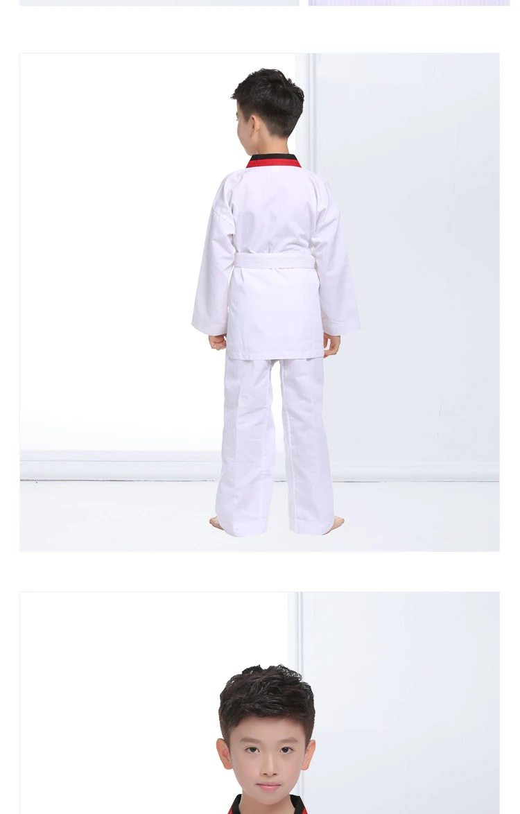 2022 TKD Costumes Clothing White Taekwondo Uniforms WTF Karate Judo Dobok Clothes Children Adult Unisex Long Sleeve Gi Uniform