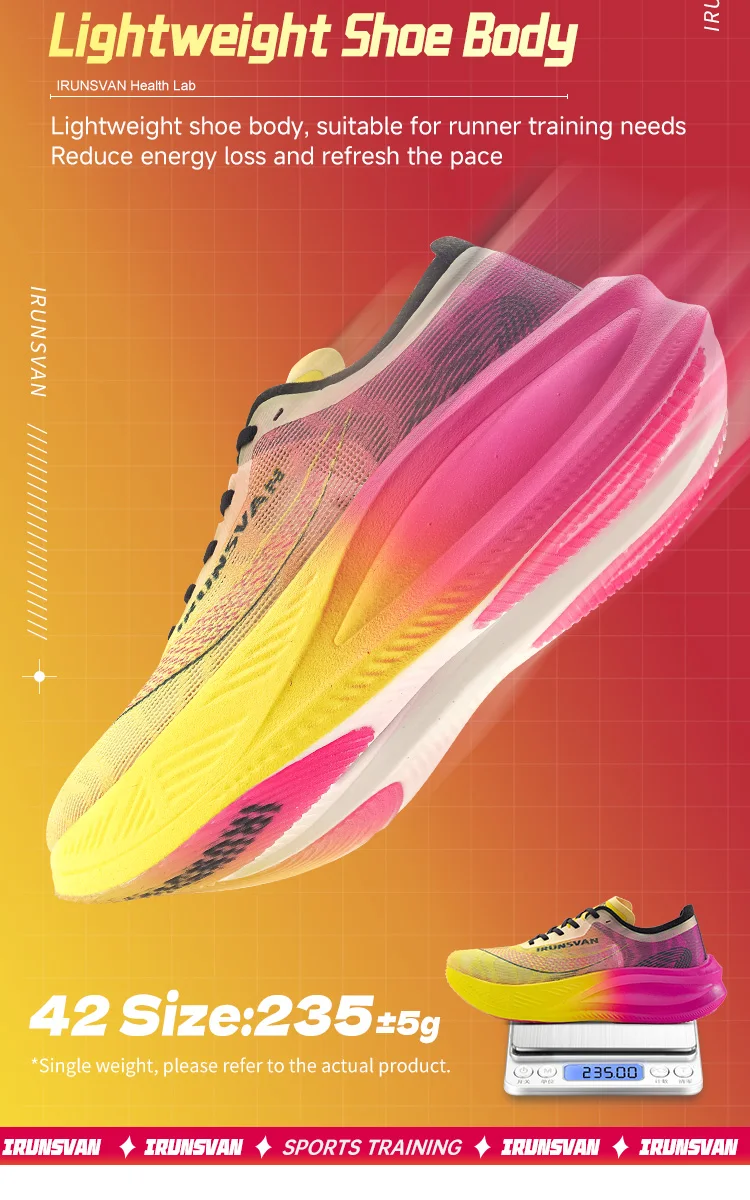 IRUNSVAN Full Palm Nylon Carbon Plate Marathon Athletic Shoes Men 2024 High Quality Breathable Stability Cushioned Rebound
