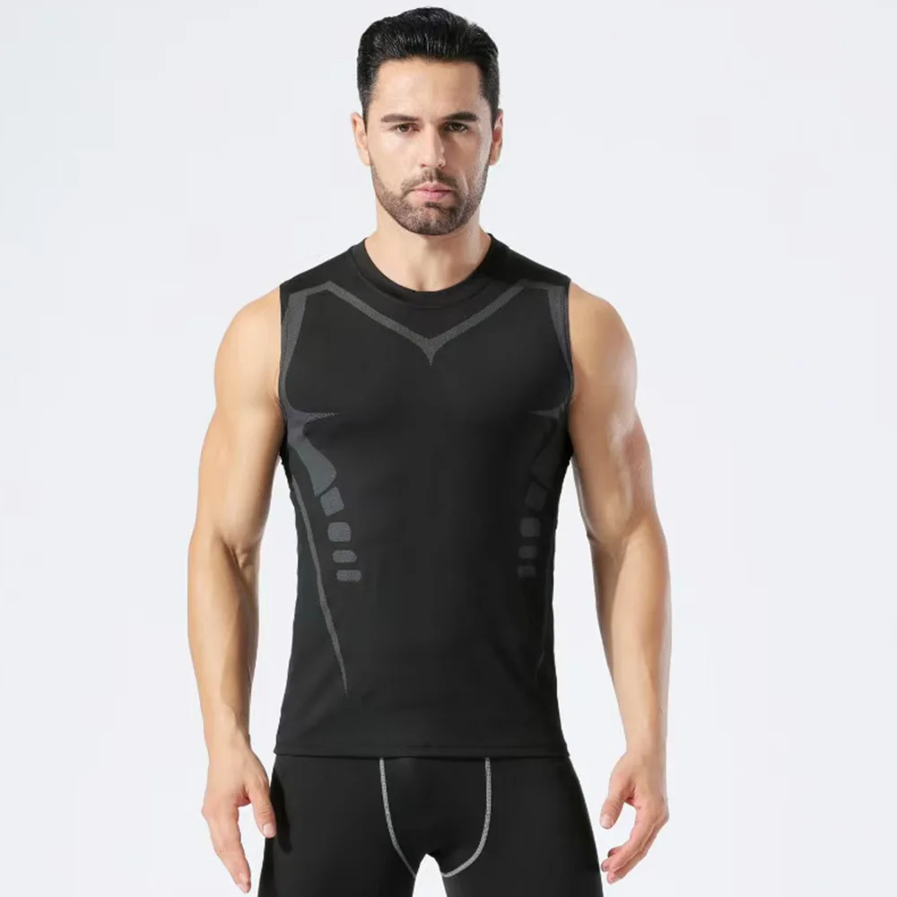 Y2K Running Vest Mens Compression Tank Tops Muscle Fitness Clothes Sports Sleeveless Shirt Elastic Gym Bodybuilding Singlets
