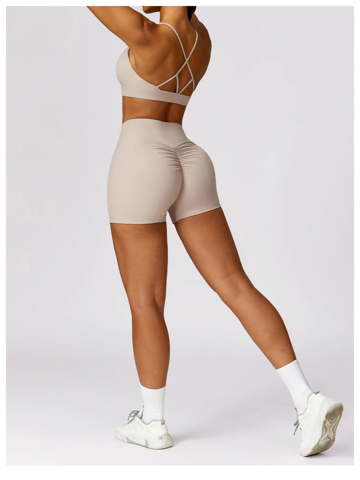 Hearuisavy Summer Buttock Lift Scrunch Yoga Shorts Gym Leggings Cycling Slim Fit Workout Shorts Women High Waist Sports Shorts