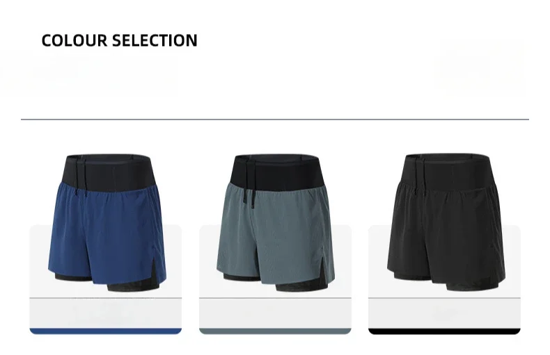 Double Deck Sports Shorts Men 2 in 1 Marathon Fitness Running Shorts Male Short Gym Man Basketball Workout Pants Multi-pocket