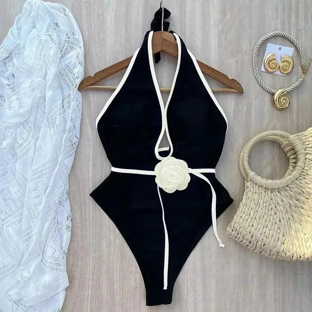 3D Flower Solid 2026 One-shoulder Swimwear Women Sexy Push UP Hollow One Piece Swimsuit Monokini Summer Beach Lady Bathing Suit