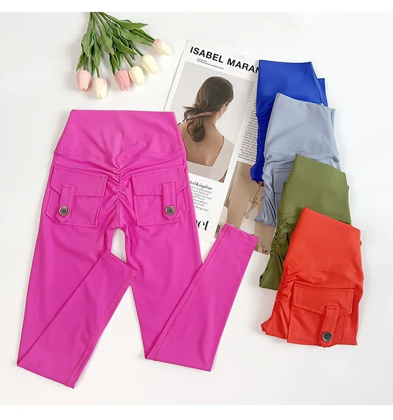 High Waist High Elastic Naked Feeling Yoga Pants Pocket Buttocks breathable Comfort Workout Running Pilates Outdoor Tight Pants