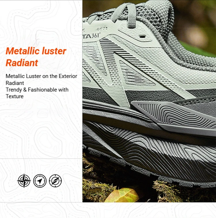 361 Degrees Shanxu Men Outdoor Hiking Shoes Soft Lightweight Breathable Wear-resistant Rubber Anti-slip Male Sneakers 672623302