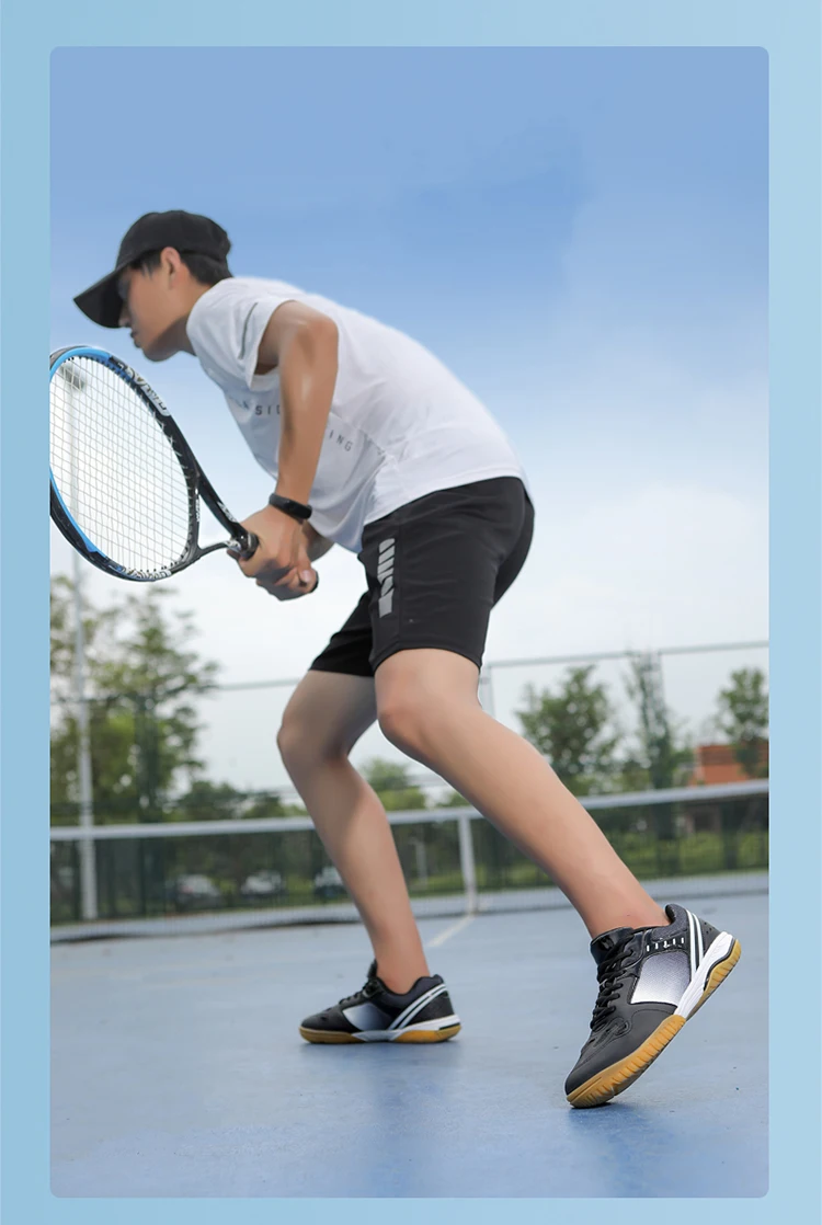 Unisex Trendy Professional Volleyball Badminton Tennis Shoes Comfy Non Slip Durable Lace Up Rubber Sole Couple Shoes Sneakers