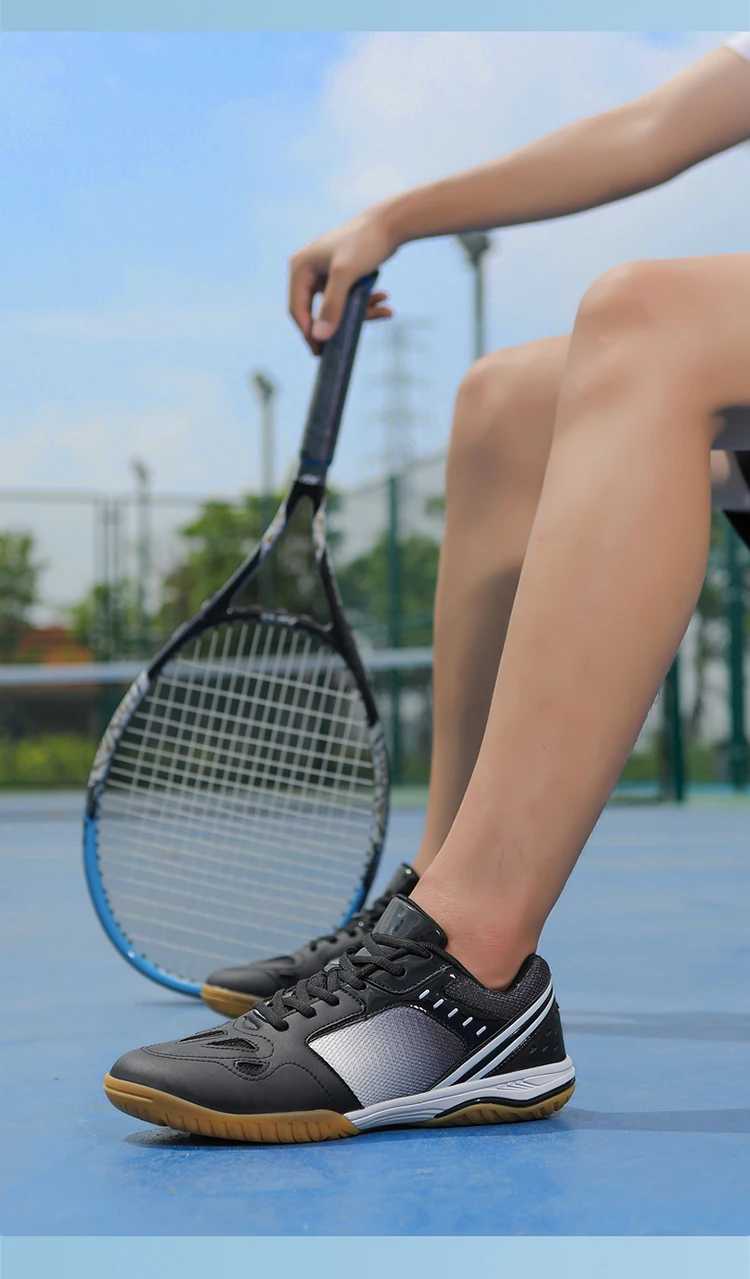 Unisex Trendy Professional Volleyball Badminton Tennis Shoes Comfy Non Slip Durable Lace Up Rubber Sole Couple Shoes Sneakers