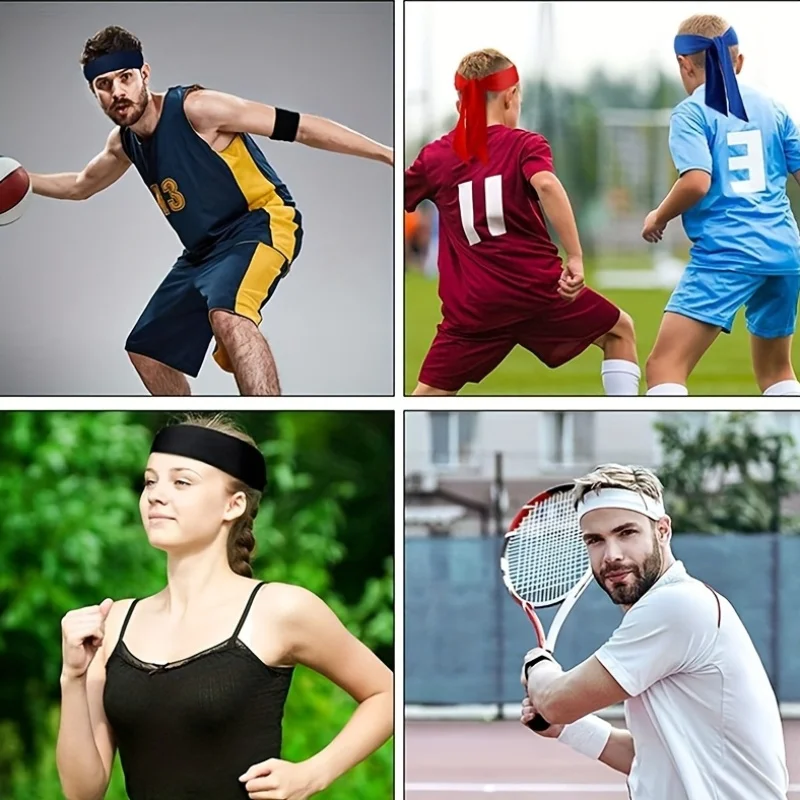 Elastic Sport Headbands Men Sweat Wicking Gym Basketball Athletic Head Bands Running Tennis Volleyball Athletic Headwear