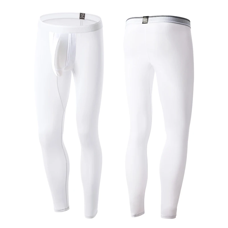 Men's Fitness Leggings Ice Silk Sexy Bullet Separation Pants Bulge Pouch Breathable Sport Quick Dry Tight Trousers