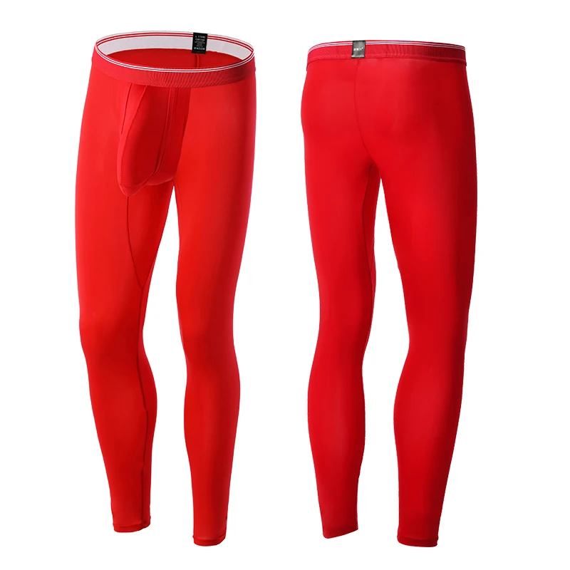 Men's Fitness Leggings Ice Silk Sexy Bullet Separation Pants Bulge Pouch Breathable Sport Quick Dry Tight Trousers