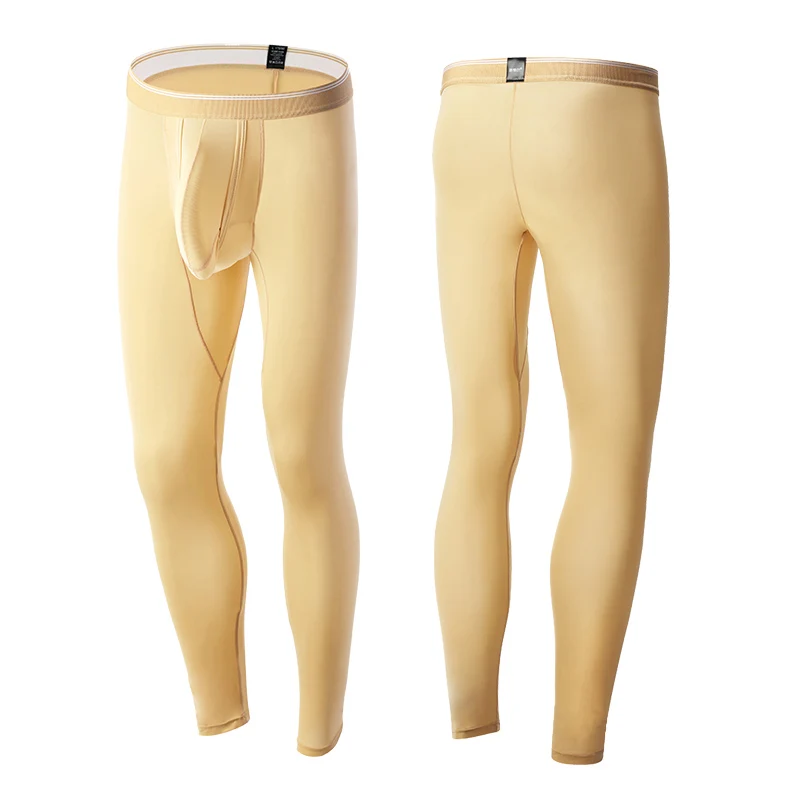 Men's Fitness Leggings Ice Silk Sexy Bullet Separation Pants Bulge Pouch Breathable Sport Quick Dry Tight Trousers