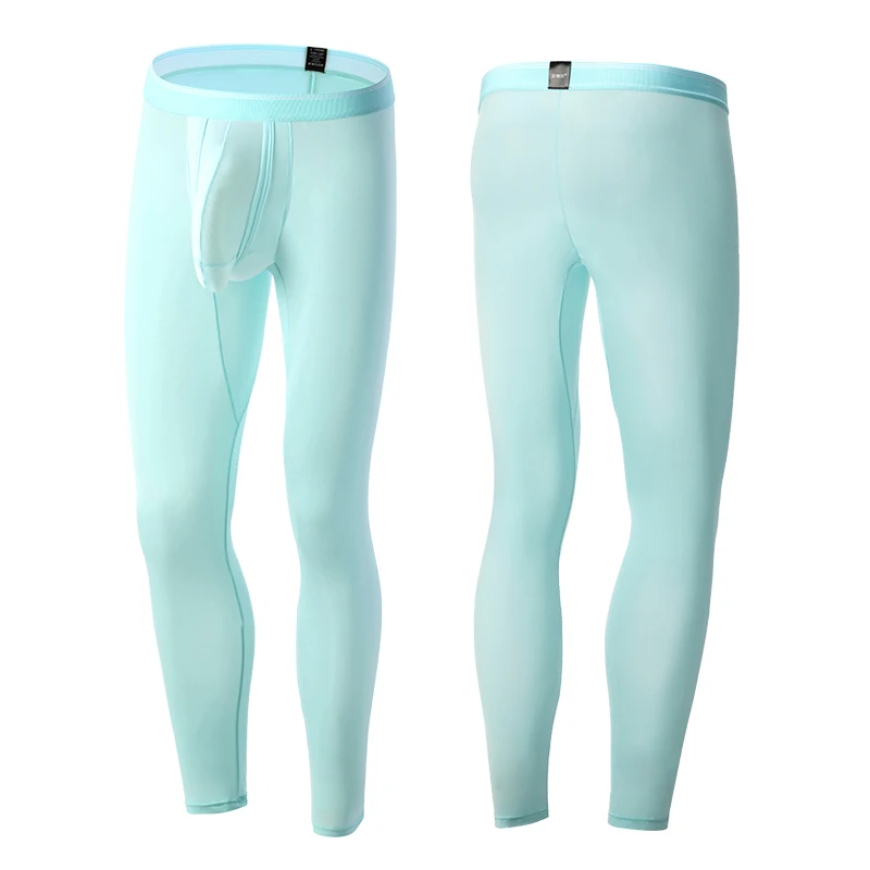 Men's Fitness Leggings Ice Silk Sexy Bullet Separation Pants Bulge Pouch Breathable Sport Quick Dry Tight Trousers