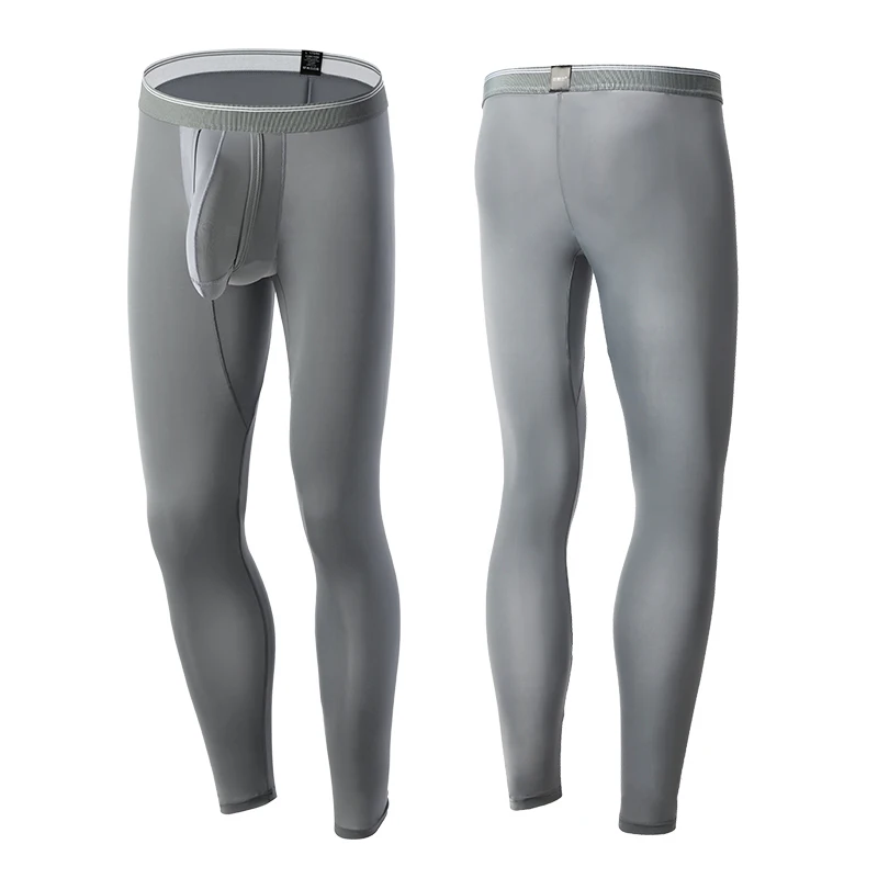 Men's Fitness Leggings Ice Silk Sexy Bullet Separation Pants Bulge Pouch Breathable Sport Quick Dry Tight Trousers