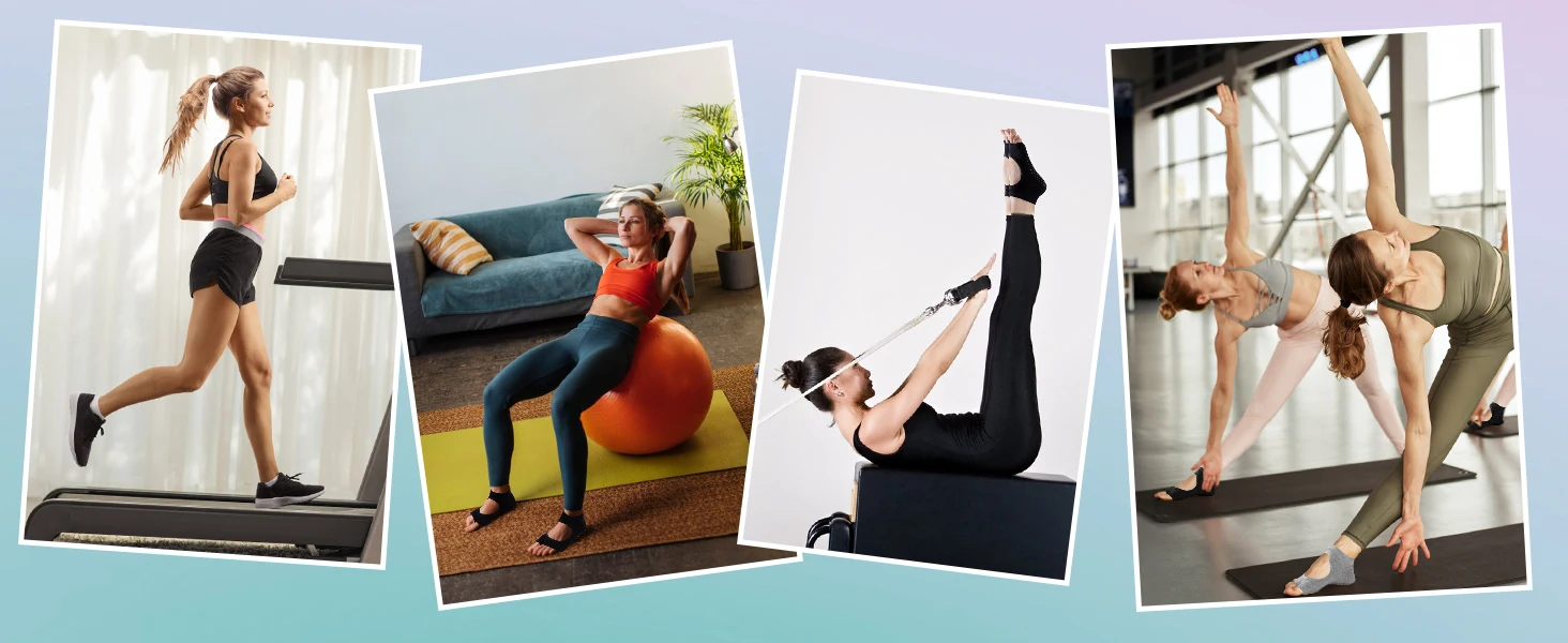 Yoga Socks for Women Non-Slip, Toeless Grippy Pilates Workout Socks, Breathable Dance Fitness Socks with Grip Bottom