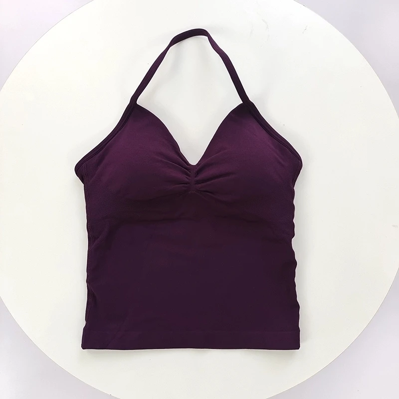 No Logo Women's Longline Strappy Backless Gym Tank Top, Scrunch Open Back Sports Bra, Workout Top for Running & Yoga