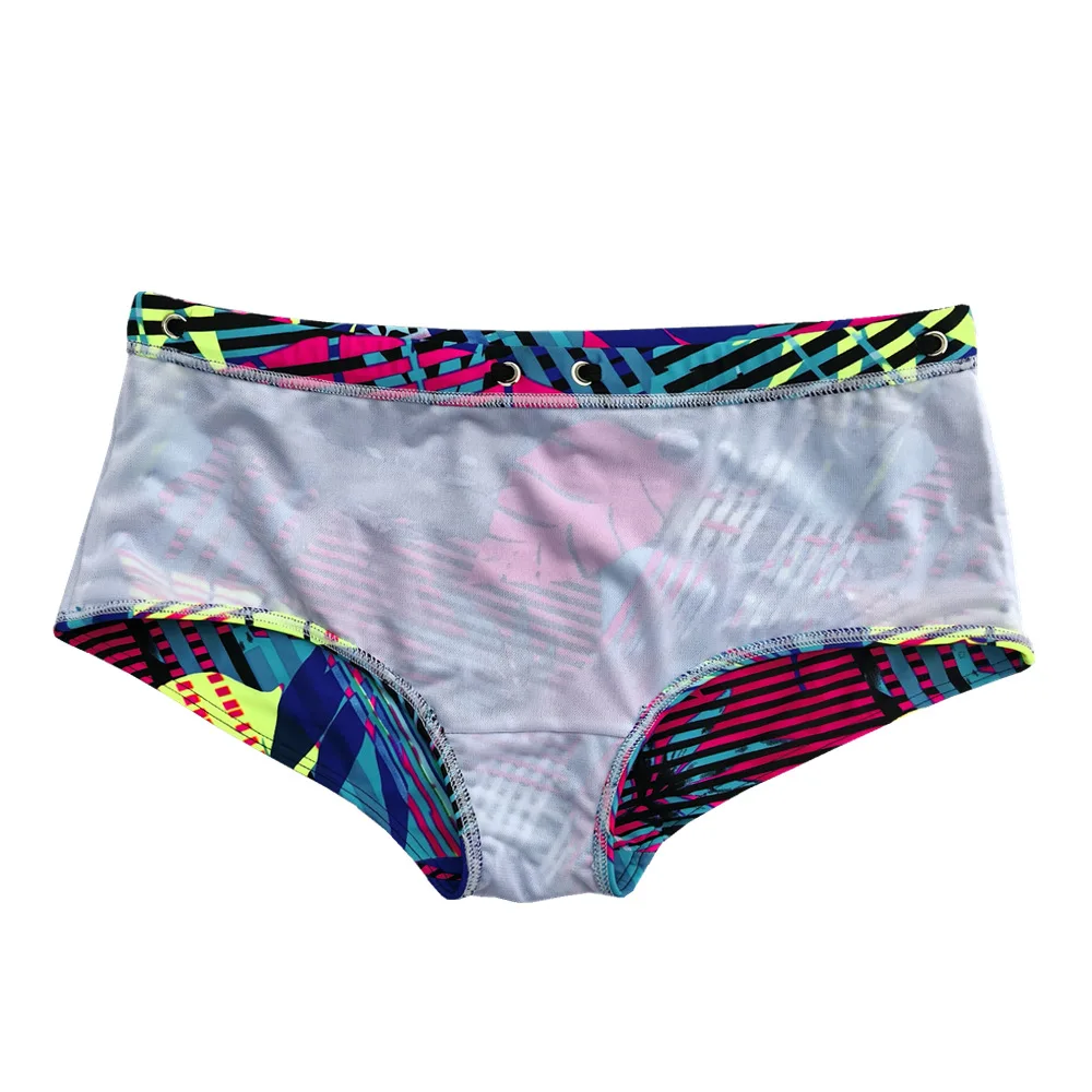Sexy Mens Swimwear Leaf Print Swim Boxer Briefs Bikini Brazilian Cut Surf Trunks Swimsuits Underwear Beach Sports Shorts