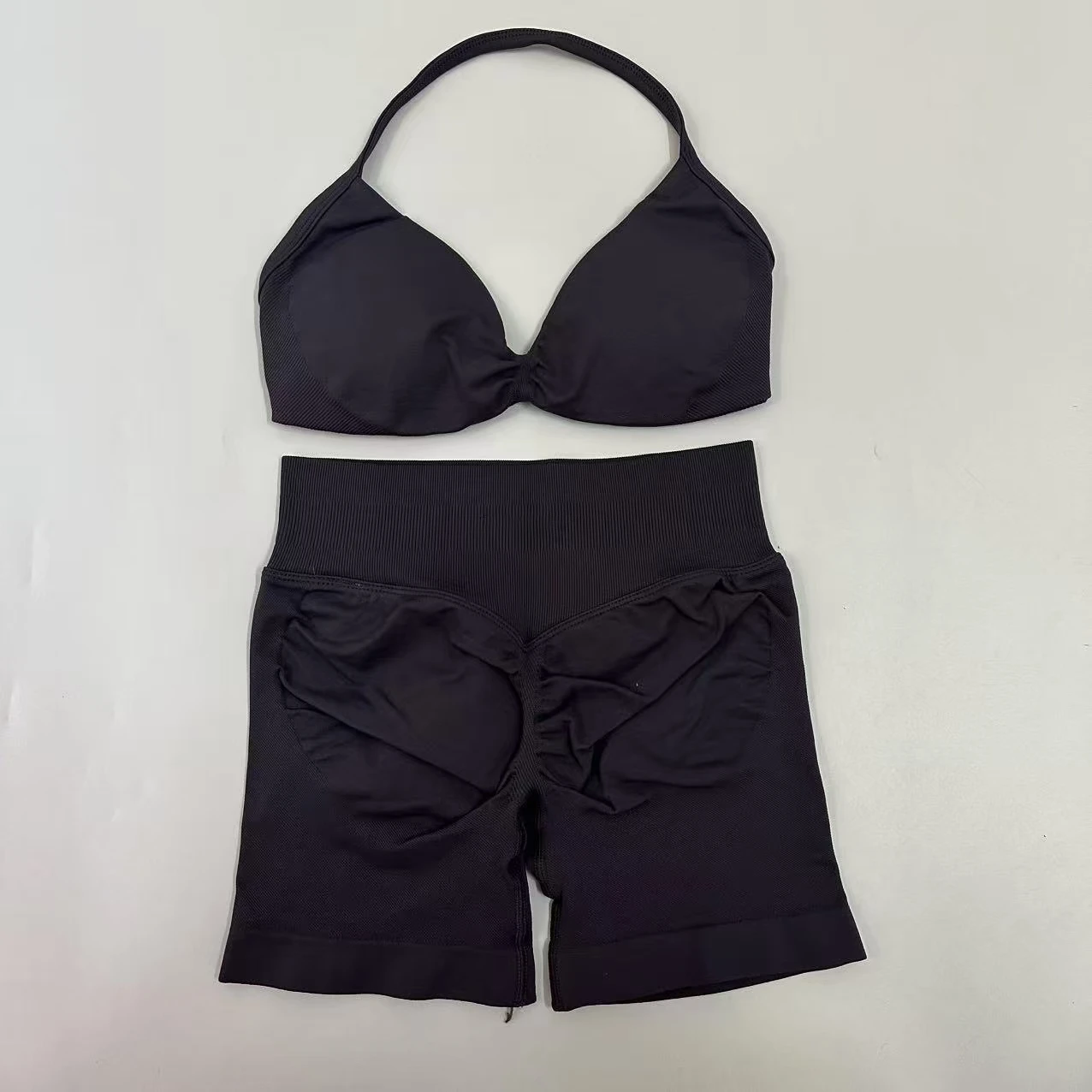 Yoga Gym Set 2 Piece Women Strappy Yoga Bra Top Workout Scrunch Shorts Sports Suit Fitness Clothes Seamless Yoga Set