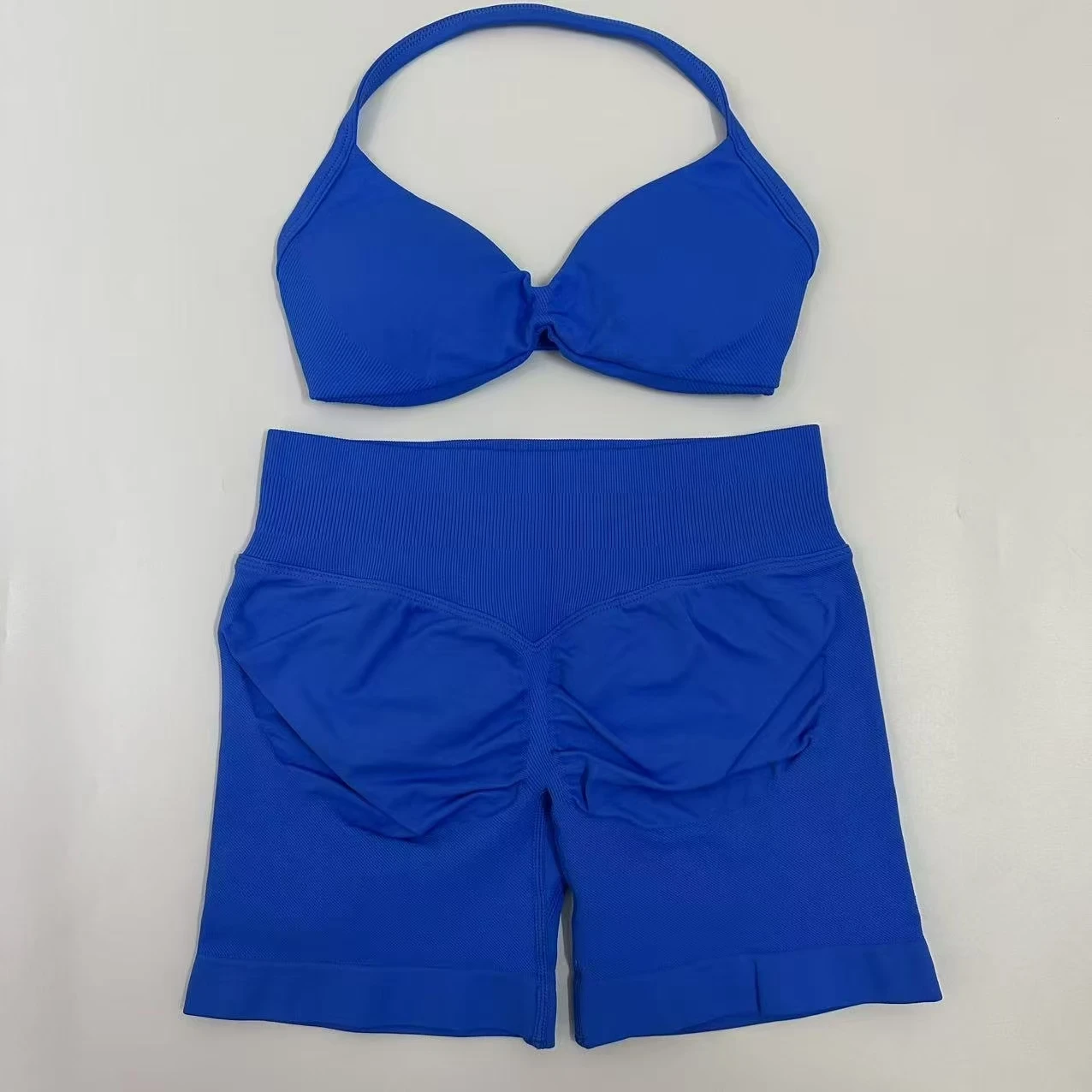 Yoga Gym Set 2 Piece Women Strappy Yoga Bra Top Workout Scrunch Shorts Sports Suit Fitness Clothes Seamless Yoga Set