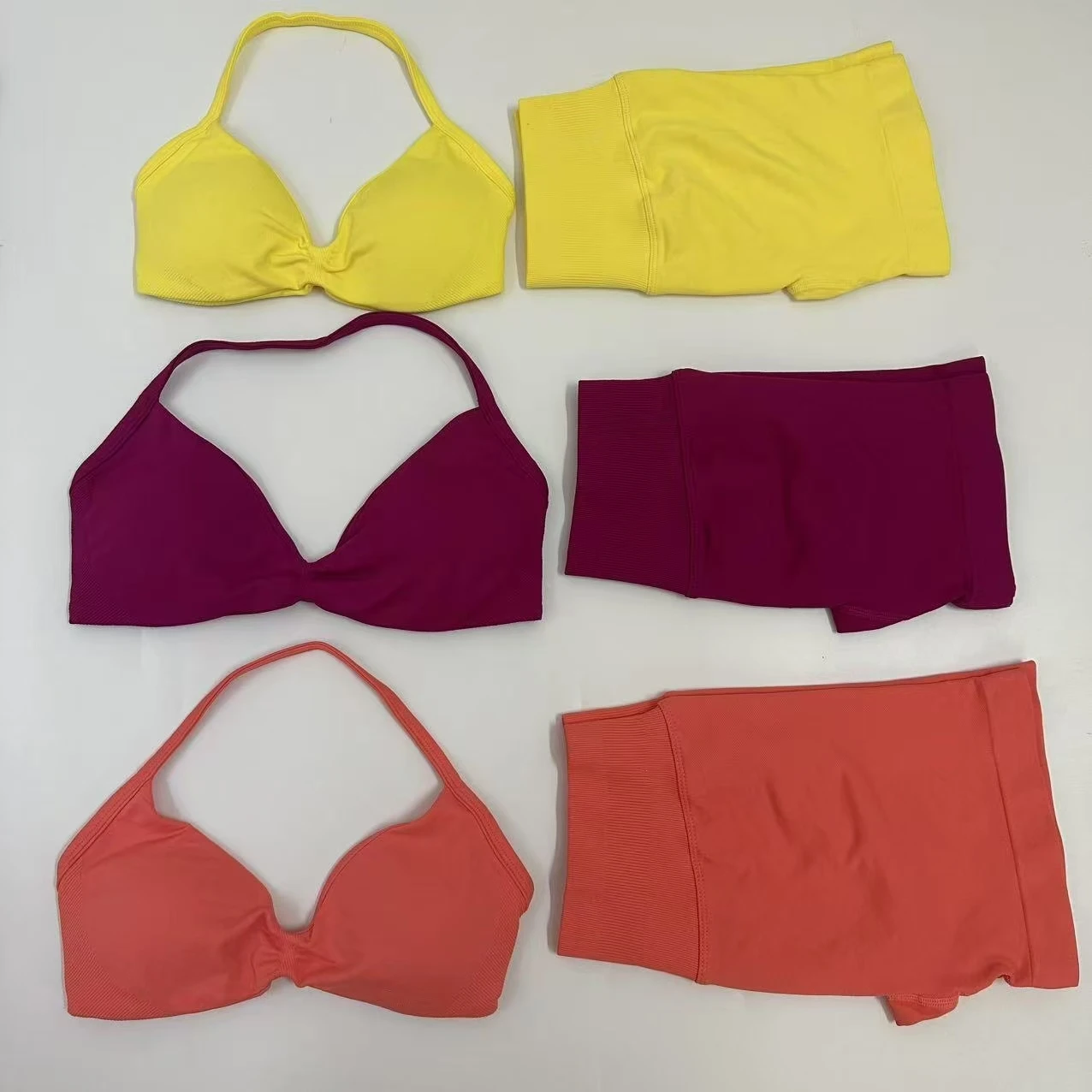 Yoga Gym Set 2 Piece Women Strappy Yoga Bra Top Workout Scrunch Shorts Sports Suit Fitness Clothes Seamless Yoga Set