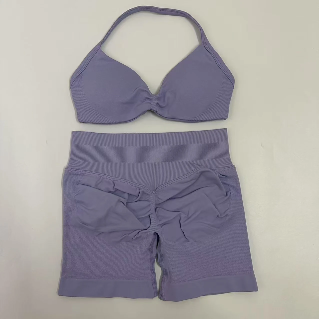 Yoga Gym Set 2 Piece Women Strappy Yoga Bra Top Workout Scrunch Shorts Sports Suit Fitness Clothes Seamless Yoga Set
