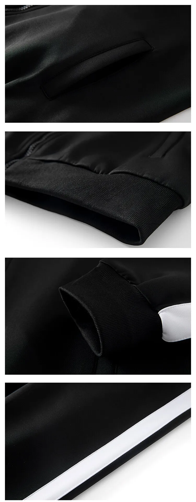 2026 Autumn Korean Tracksuit Men Zip Pocket Running Sets Striped Sporting Suit Jacket+ Sweatpants Jogging Fitness Clothing