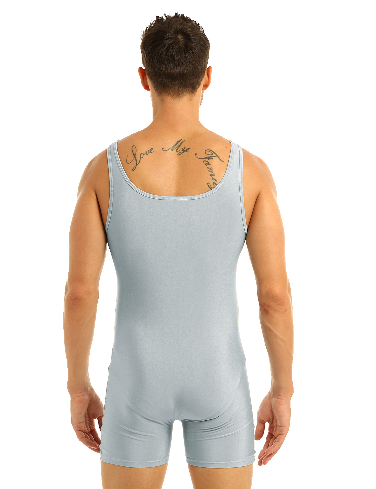 Mens Soft Bodysuit Swimsuit Swimwear Rash Guard Sleeveless Stretchy Solid Unitard Leotard for Sports Gym Dance Gymnastics Yoga