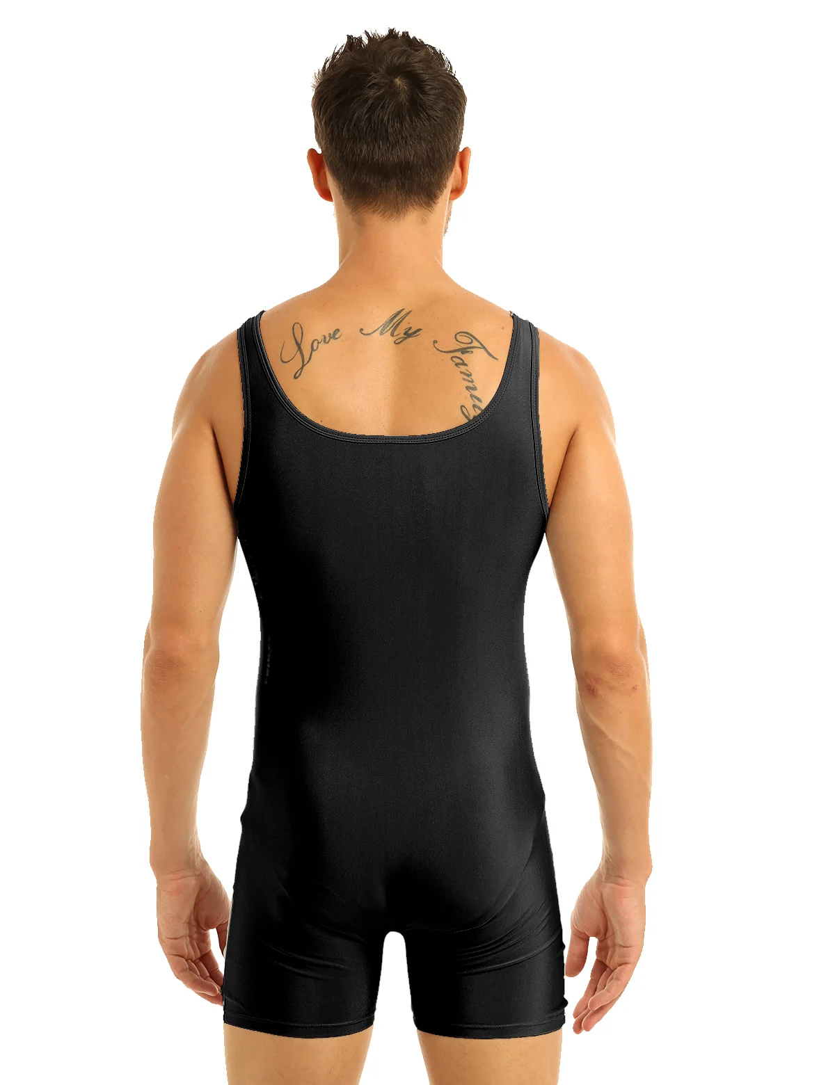 Mens Soft Bodysuit Swimsuit Swimwear Rash Guard Sleeveless Stretchy Solid Unitard Leotard for Sports Gym Dance Gymnastics Yoga