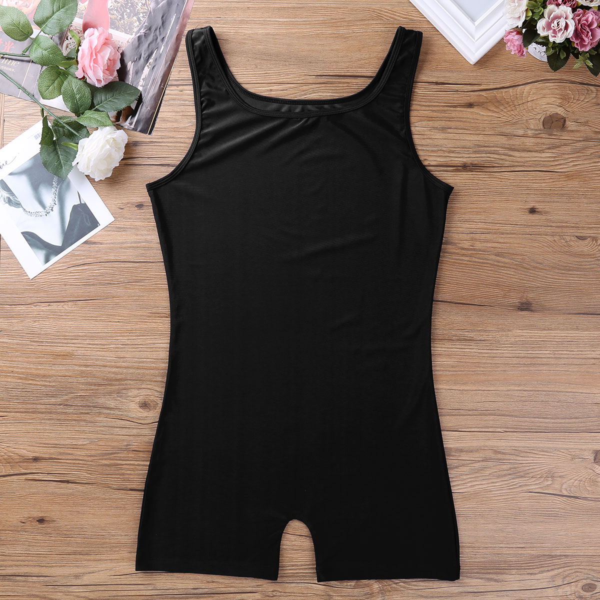 Mens Soft Bodysuit Swimsuit Swimwear Rash Guard Sleeveless Stretchy Solid Unitard Leotard for Sports Gym Dance Gymnastics Yoga