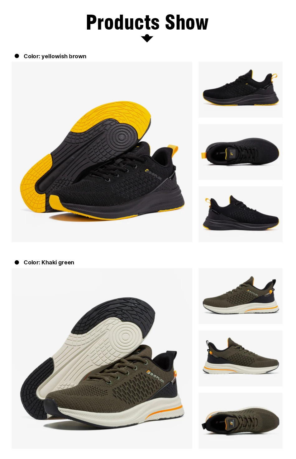 Baasploa New Men Knit Casual Walking Shoes Breathable Trendy Sneakers Original Light Shock Absorption Male Tennis Shoes