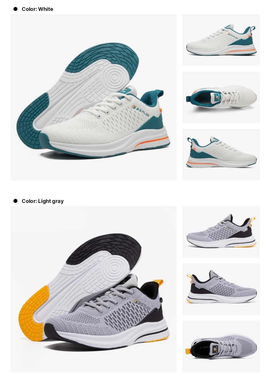 Baasploa New Men Knit Casual Walking Shoes Breathable Trendy Sneakers Original Light Shock Absorption Male Tennis Shoes