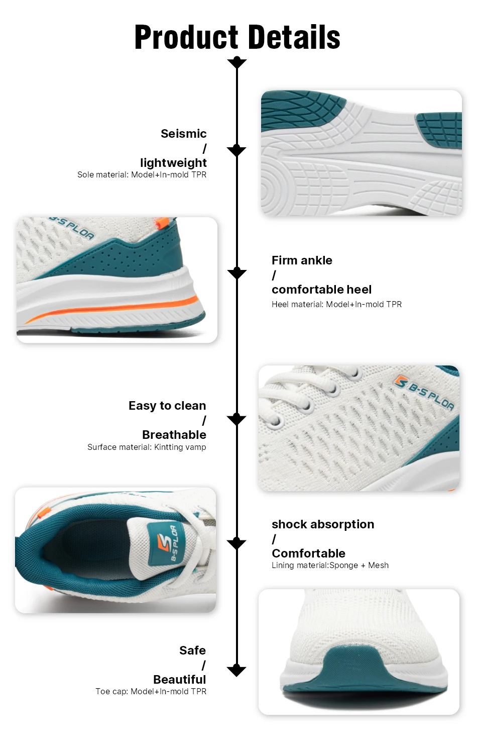 Baasploa New Men Knit Casual Walking Shoes Breathable Trendy Sneakers Original Light Shock Absorption Male Tennis Shoes