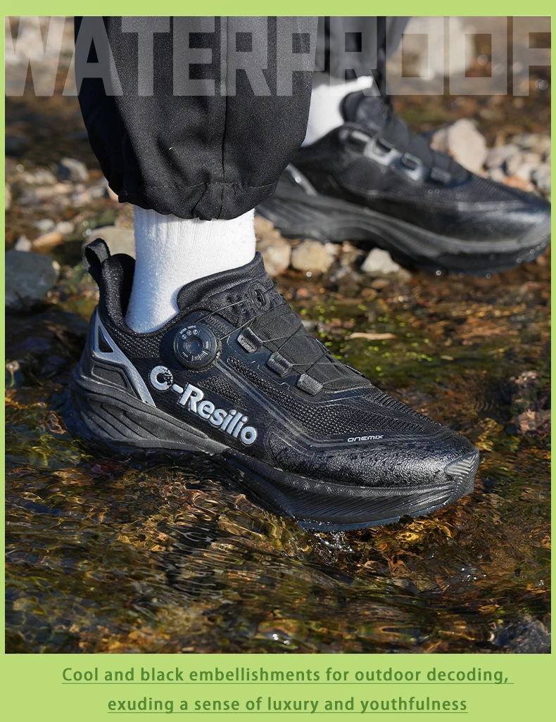 ONEMIX Outdoor Running Sneakers Men Elastic Trail Shoes Lightweight Breathable Women Sneakers Couple Casual Waterproof Shoes