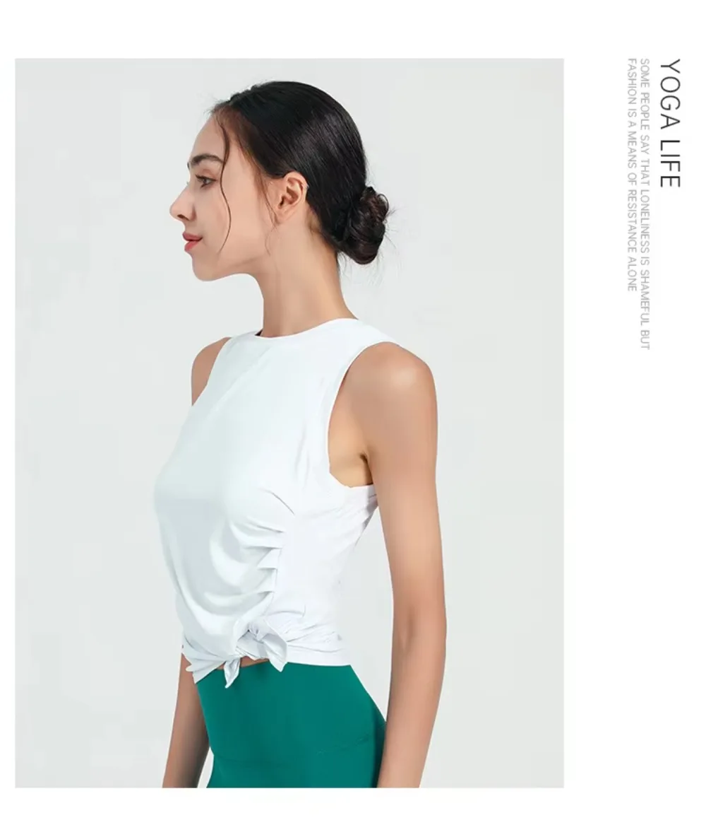 Slit Women's Sports Vest High Stretchy Yoga Pilates Cropped Vest Top for Fitness  Workout BreathableTank Top Female Sportswear