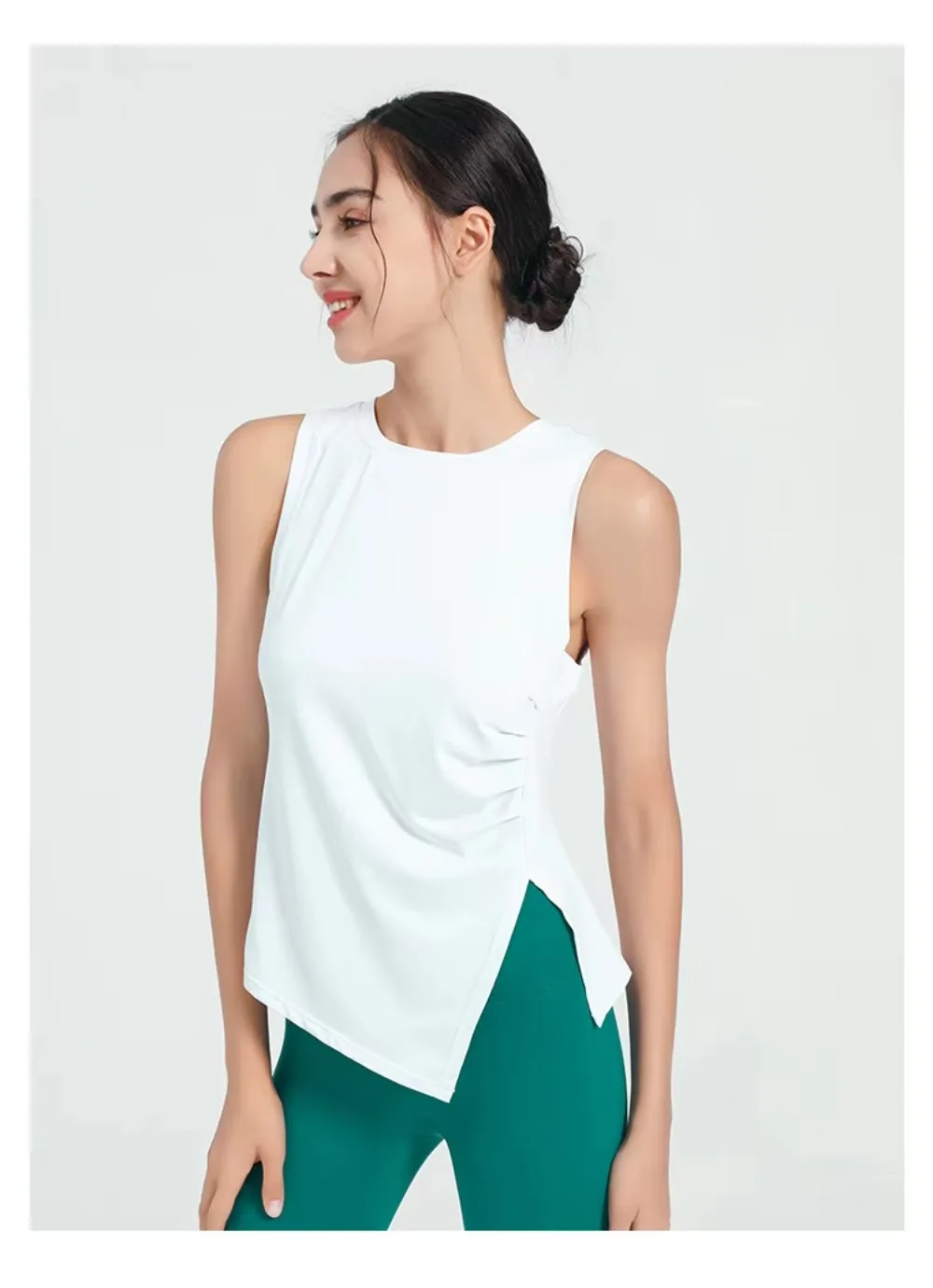 Slit Women's Sports Vest High Stretchy Yoga Pilates Cropped Vest Top for Fitness  Workout BreathableTank Top Female Sportswear