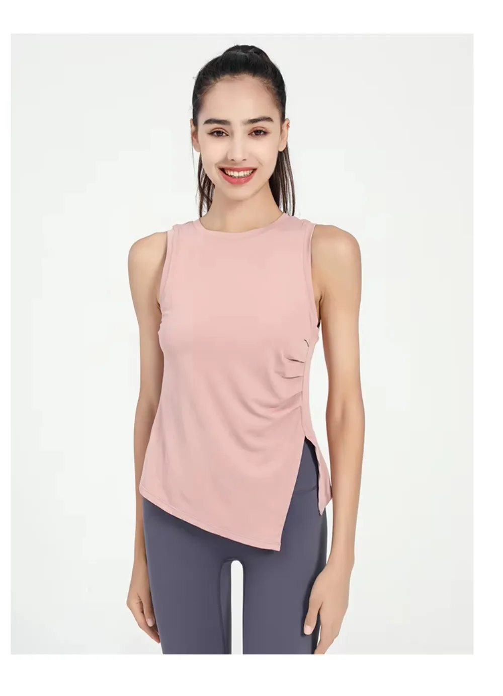 Slit Women's Sports Vest High Stretchy Yoga Pilates Cropped Vest Top for Fitness  Workout BreathableTank Top Female Sportswear