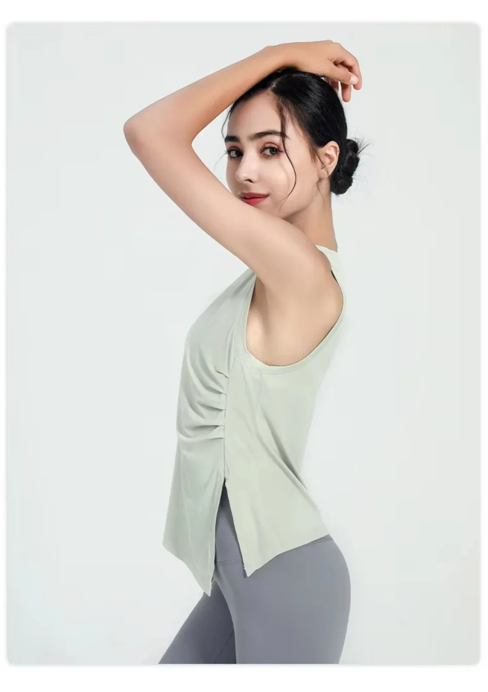 Slit Women's Sports Vest High Stretchy Yoga Pilates Cropped Vest Top for Fitness  Workout BreathableTank Top Female Sportswear