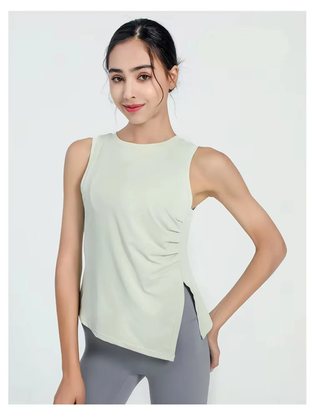 Slit Women's Sports Vest High Stretchy Yoga Pilates Cropped Vest Top for Fitness  Workout BreathableTank Top Female Sportswear