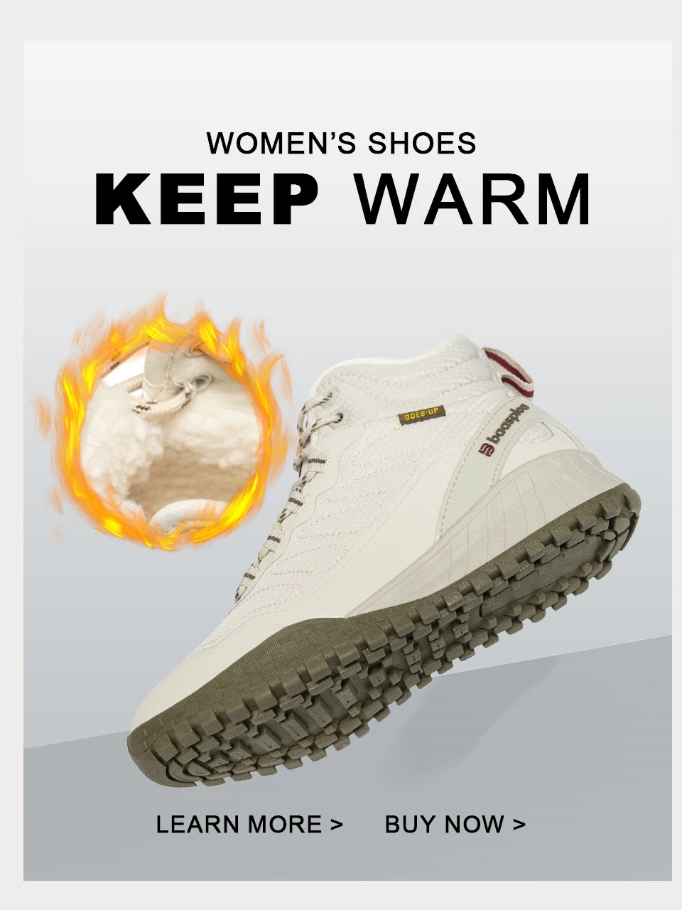 Baasploa Winter Women Sneakers Plush Warm Snow Boots Non-Slip Waterproof Shoes Women Outdoor Boots Walking Shoes