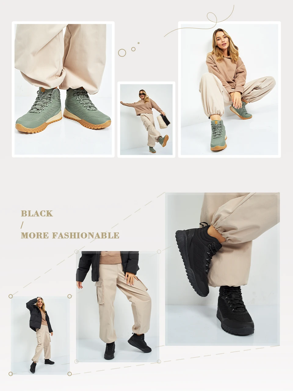 Baasploa Winter Women Sneakers Plush Warm Snow Boots Non-Slip Waterproof Shoes Women Outdoor Boots Walking Shoes