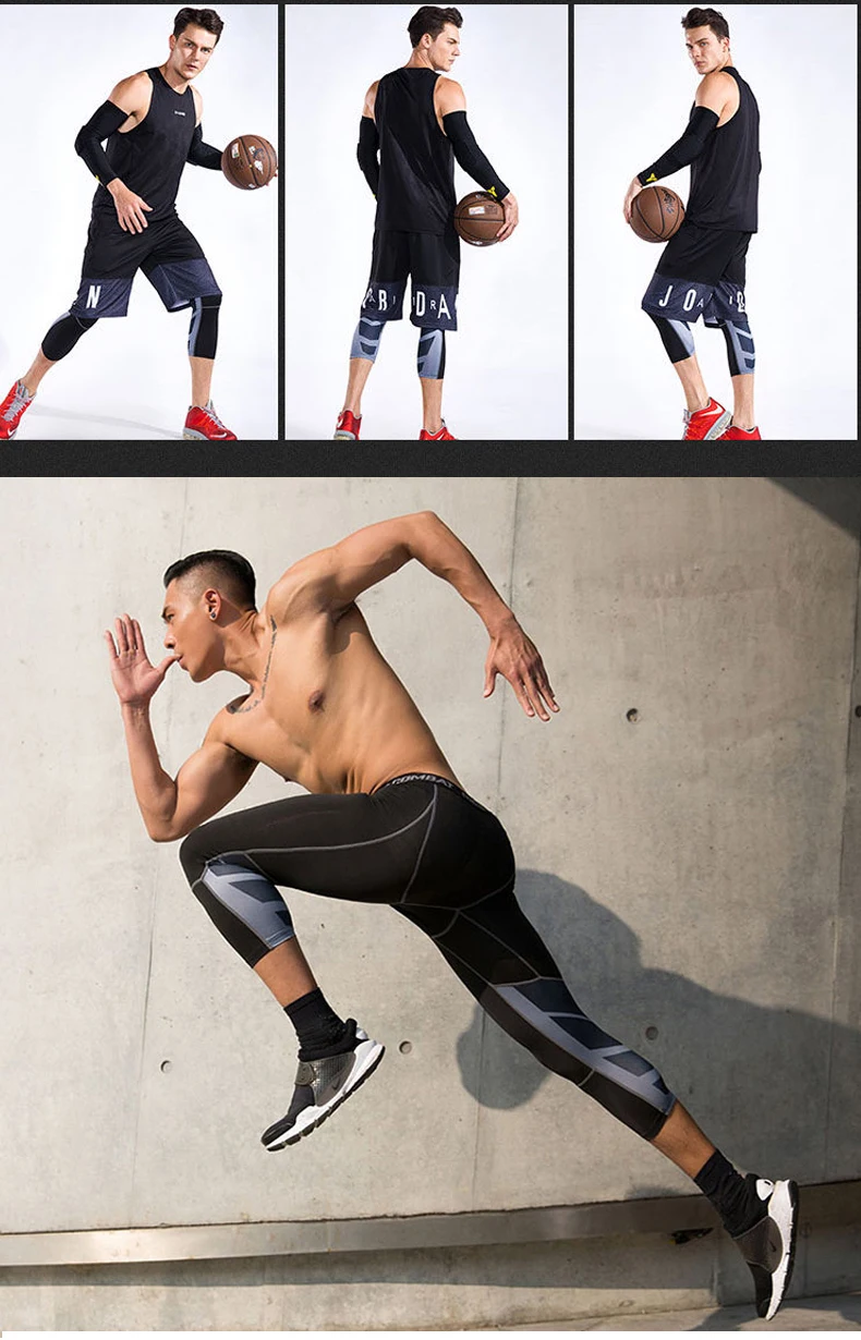 Men's Lycra Leggings Compression Sports Pants Cycling Running Basketball Football Sweatpants Fitness Tights Trousers Rash Guard