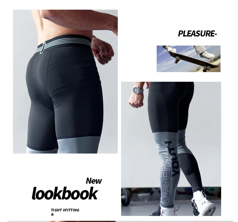 Men's Lycra Leggings Compression Sports Pants Cycling Running Basketball Football Sweatpants Fitness Tights Trousers Rash Guard