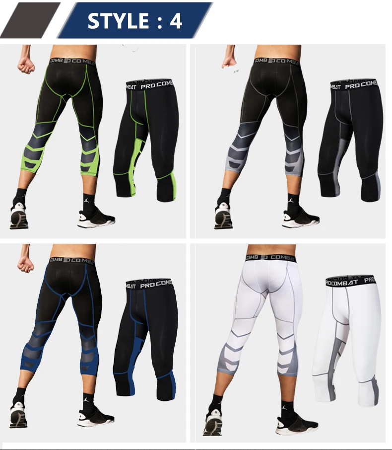 Men's Lycra Leggings Compression Sports Pants Cycling Running Basketball Football Sweatpants Fitness Tights Trousers Rash Guard