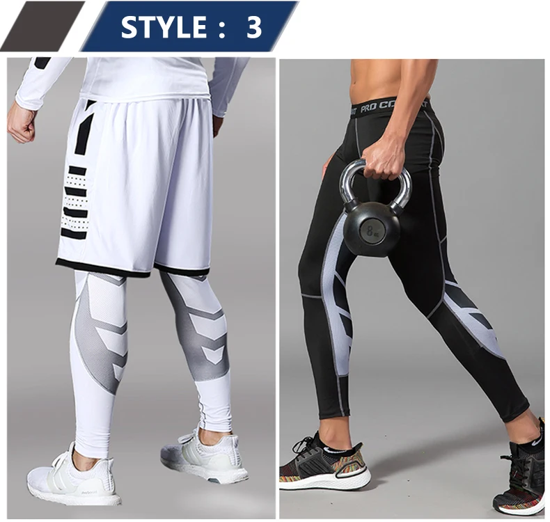 Men's Lycra Leggings Compression Sports Pants Cycling Running Basketball Football Sweatpants Fitness Tights Trousers Rash Guard